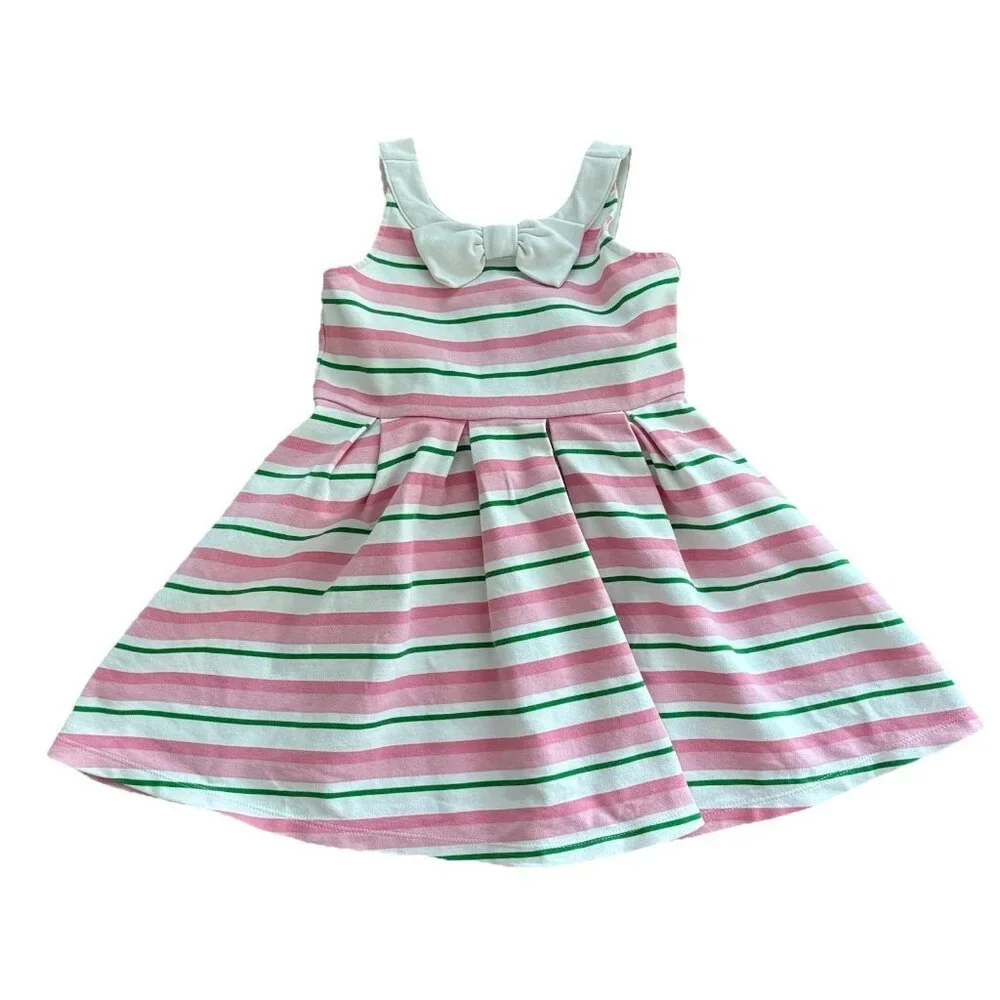 Janie & Jack Baby Toddler Girl‎ Striped Pink/Green Dress Size 2 Preppy Sporty